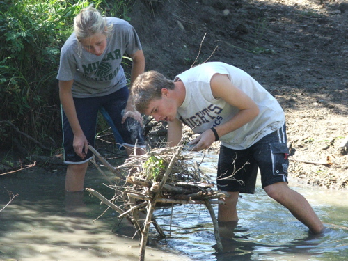 Boiling an egg in the river